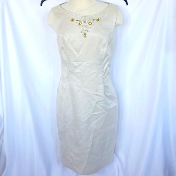 Jessica Howard Champaign Beaded Evening Dress, Sz 10, Flattering, Shimmer - Picture 1 of 7